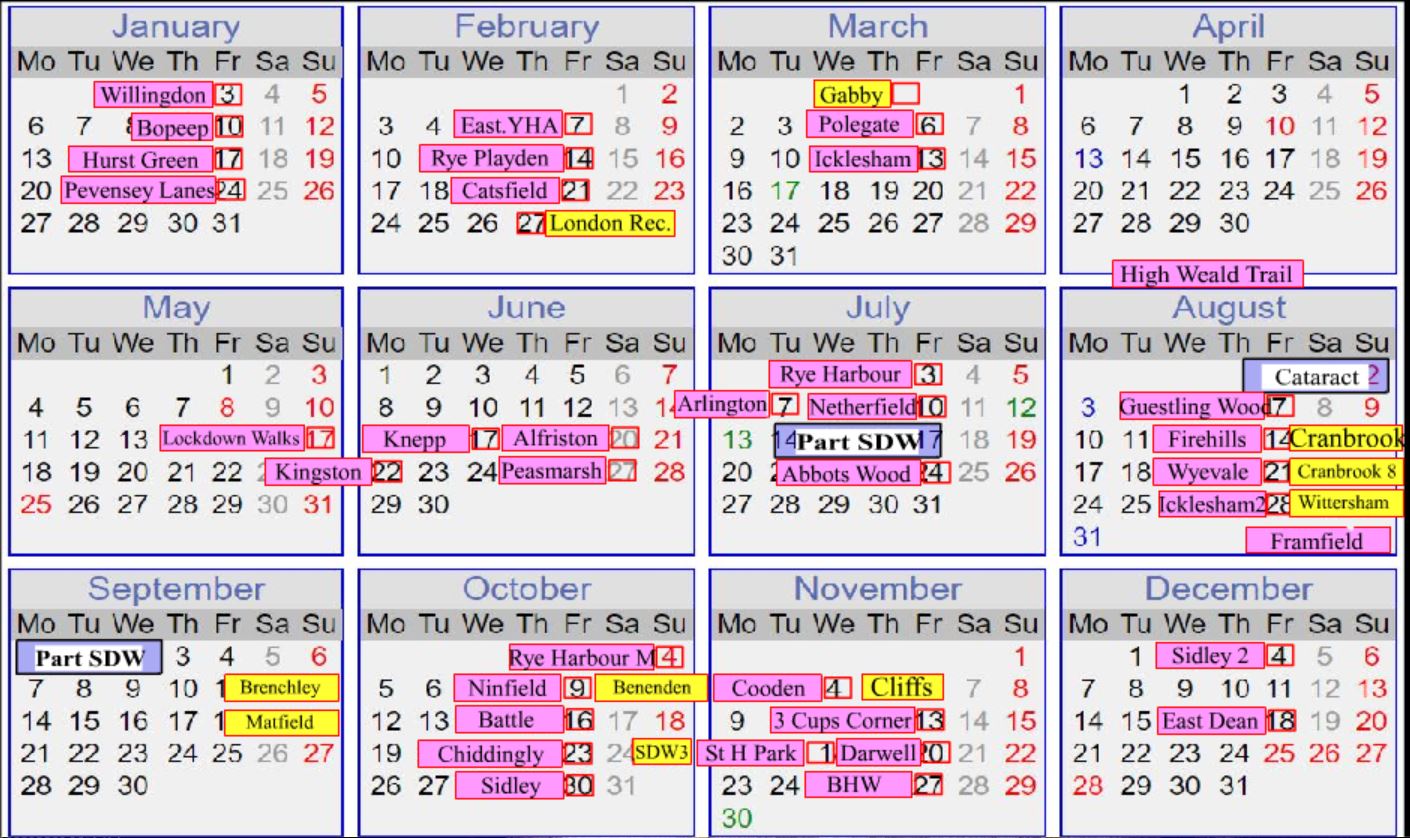 Walks calendar 2020